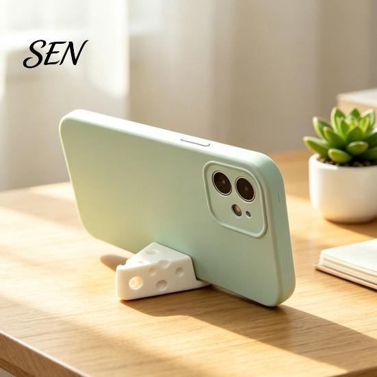 Keychain Phone Mount 3D Printed Cheese Holder, Cute Mini with Creative Desk Holder Ring, Lightweight Portable Desktop Stand for Tablet