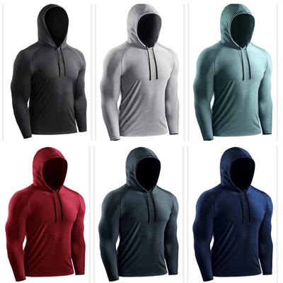 Camiseta Deportiva de Manga Larga con Capucha para Hombre Camisetas Deportivas de Compresión Camiseta de Secado Rápido Blusa de Entrenamiento Tops de Fitness
