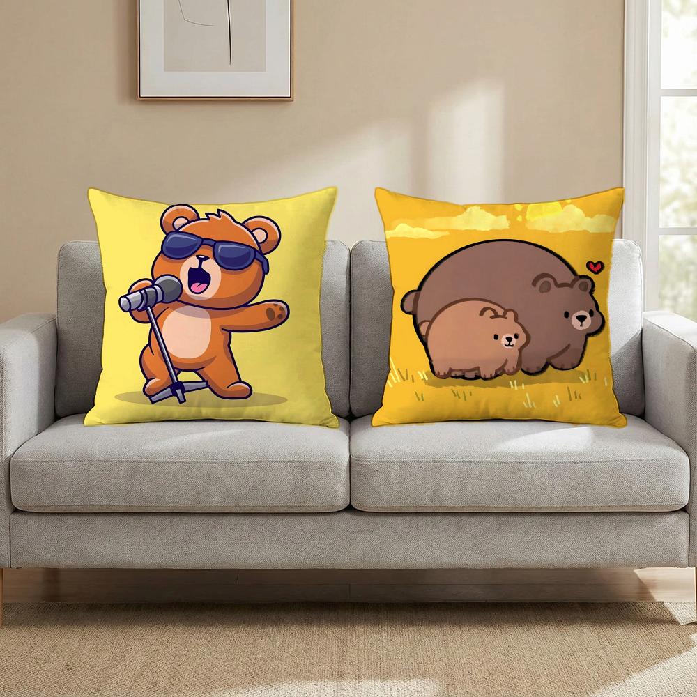 Cute Cute Little Bear Cushion Cover Cushion Cover Set 4Pcs 50X50 45X45 40X40 Pillowcase Decorative Sofa Home Decor