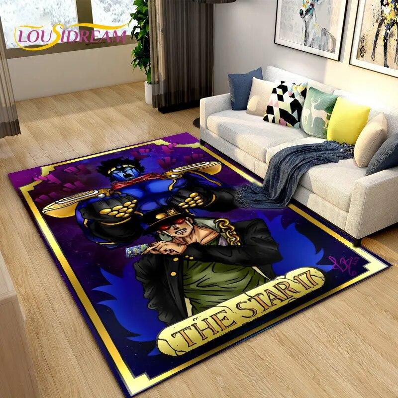 Jojo's Bizarre Adventure Anime-Teppich, Teppich für Wohnzimmer, Schlafzimmer, Sofa, Fußmatte, Dekoration, rutschfeste Bodenmatte für Kinderspiele