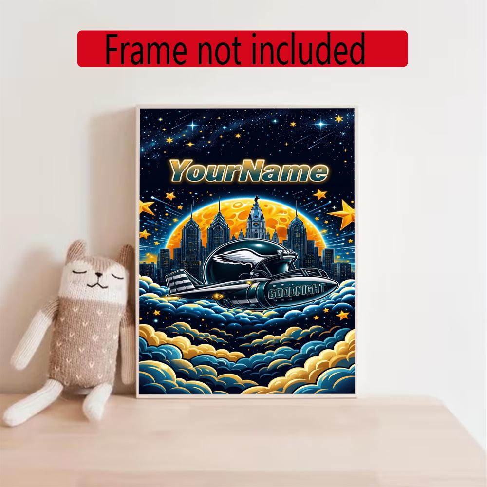 Philadelphia Eagles Customize Your Name Diamond Painting Round Diamond Rhinestones Mosaic Diamond Embroidery Wall Paintings Rhinestones Gift Frameless