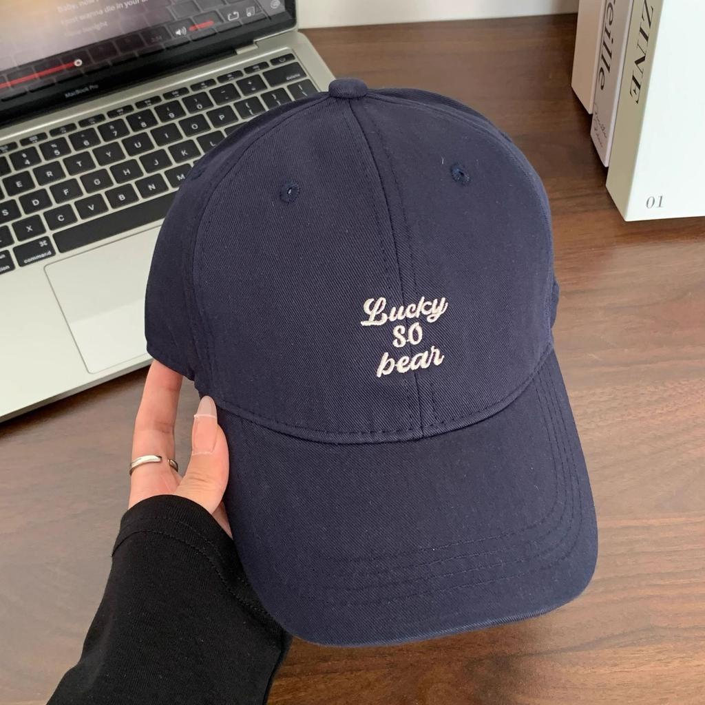 Hat Women's peaked cap Spring and summer letter embroidered baseball cap Large head circumference Show face Small sun hat Men