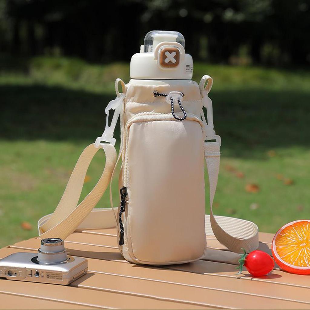 Water Bottle Holder Large Insulated Drawstring Pouch Water Bottle Carrier Bag with Strap for Outdoor Travel Camping Hiking