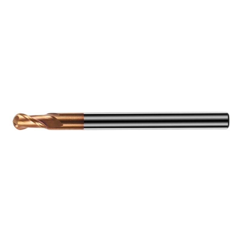 Heavy Duty Corrosion Resistant Ball Nose End Mill 2 Flutes HRC55 Hardness Fit for High Speed Steel Cast Iron Machining