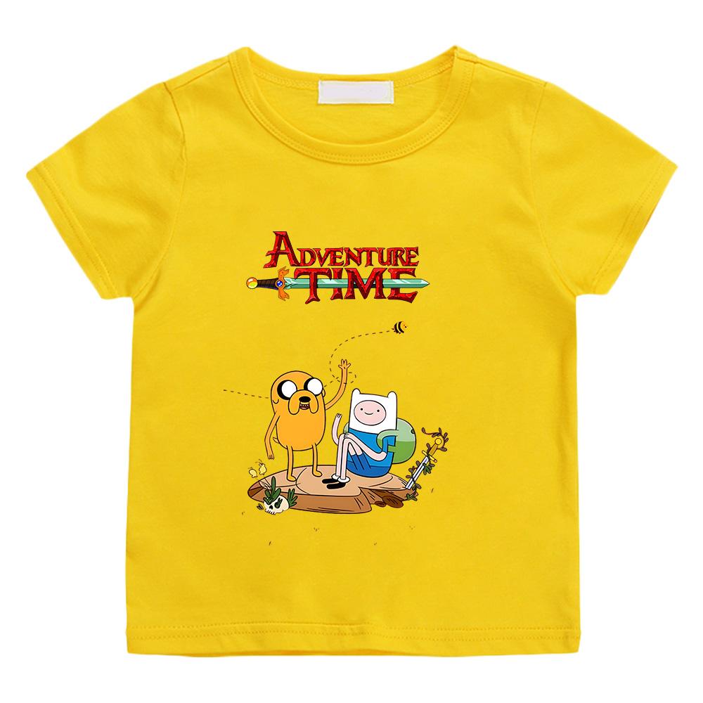 Adventure Time Summer Children's Clothing Cartoon Funnny Tee-shirt High Quality O-neck Tops Kids Short Sleeve Loose Cute Tees 100%Cotton Anime T-shirt