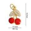 Hot Sale Custom Gold Plated Brass Zircon Paved Strawberry Lemon Cherry Apple Watermelon Pendant Charms DIY Jewelry Making
