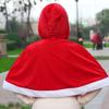 Santa Claus Costume Red Cape Women Hooded Ponchos Christmas Cloak Cosplay Costume Xmas Cape