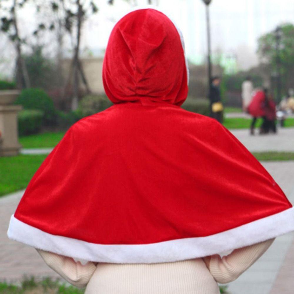 Santa Claus Costume Red Cape Women Hooded Ponchos Christmas Cloak Cosplay Costume Xmas Cape