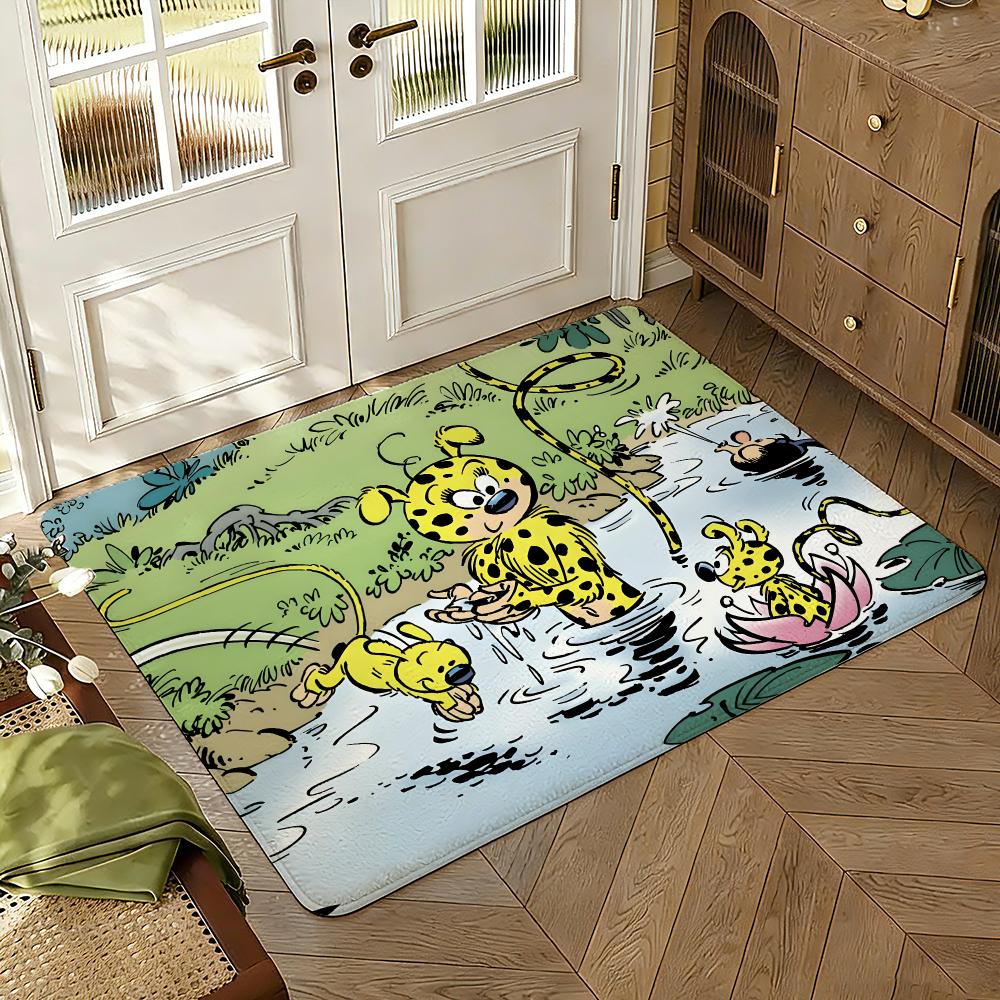 Cartoon M-Marsupilami Floor Mat Soft Thickened Absorbent Non-Slip Bedroom Living Room Door Mat Home Decor Flannel Rugs