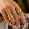 European and American Designer Multi-Layer Wide Ring - 18K Gold Plated Stainless Steel