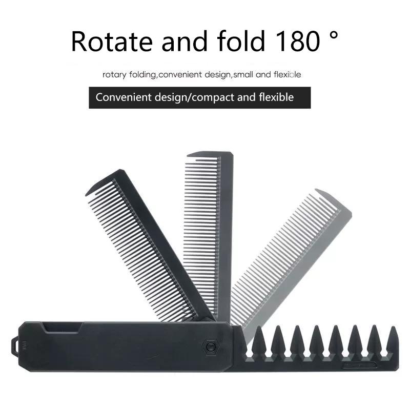 Professional 3 In 1 Pocket Folding Combs Wide Tooth Oil Head Comb Beard Combing Barber Hair Clipper Comb Salon Hair Styling Tool