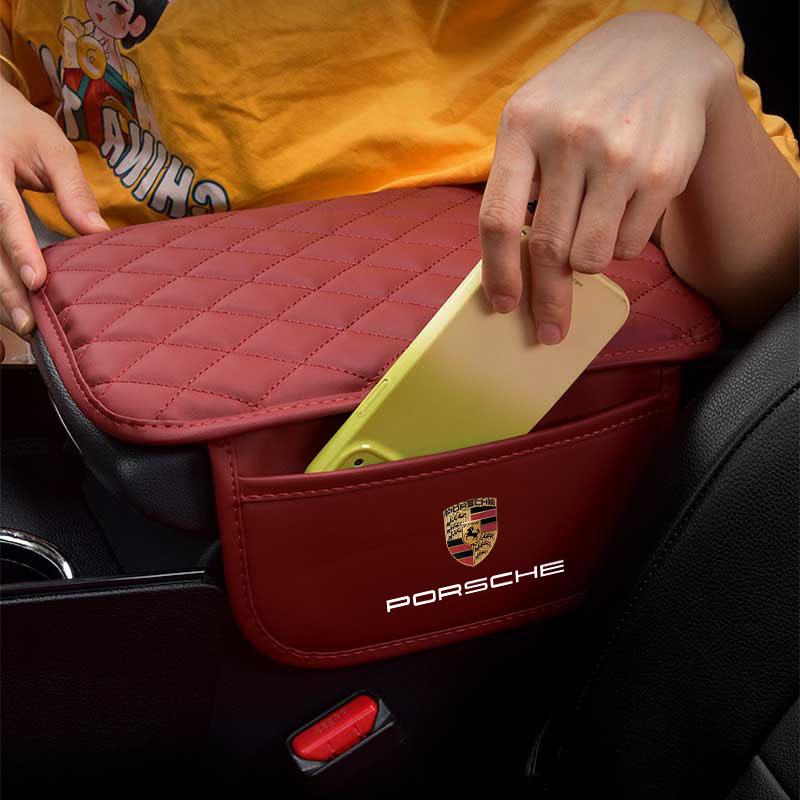 1Pcs Leather Auto Consoles Car Armrest Cushion with Storage Car Styling For Porsche Boxster Cayenne Panamera Macan Cayman 911 918 996 917 991