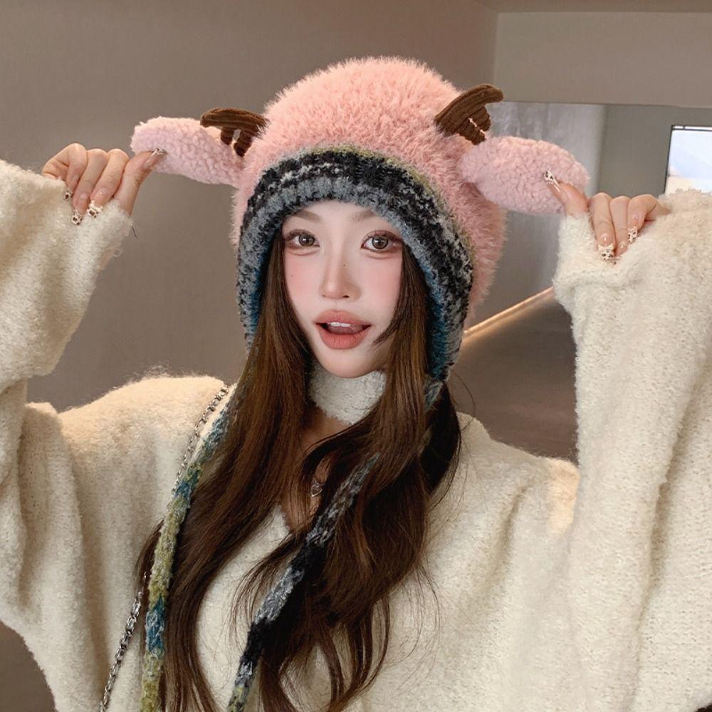 New Fur Deer Storage Hat Ear Protection Warm Festival Christmas Antler Hat Windproof Elastic Earmuffs Hat Outdoor