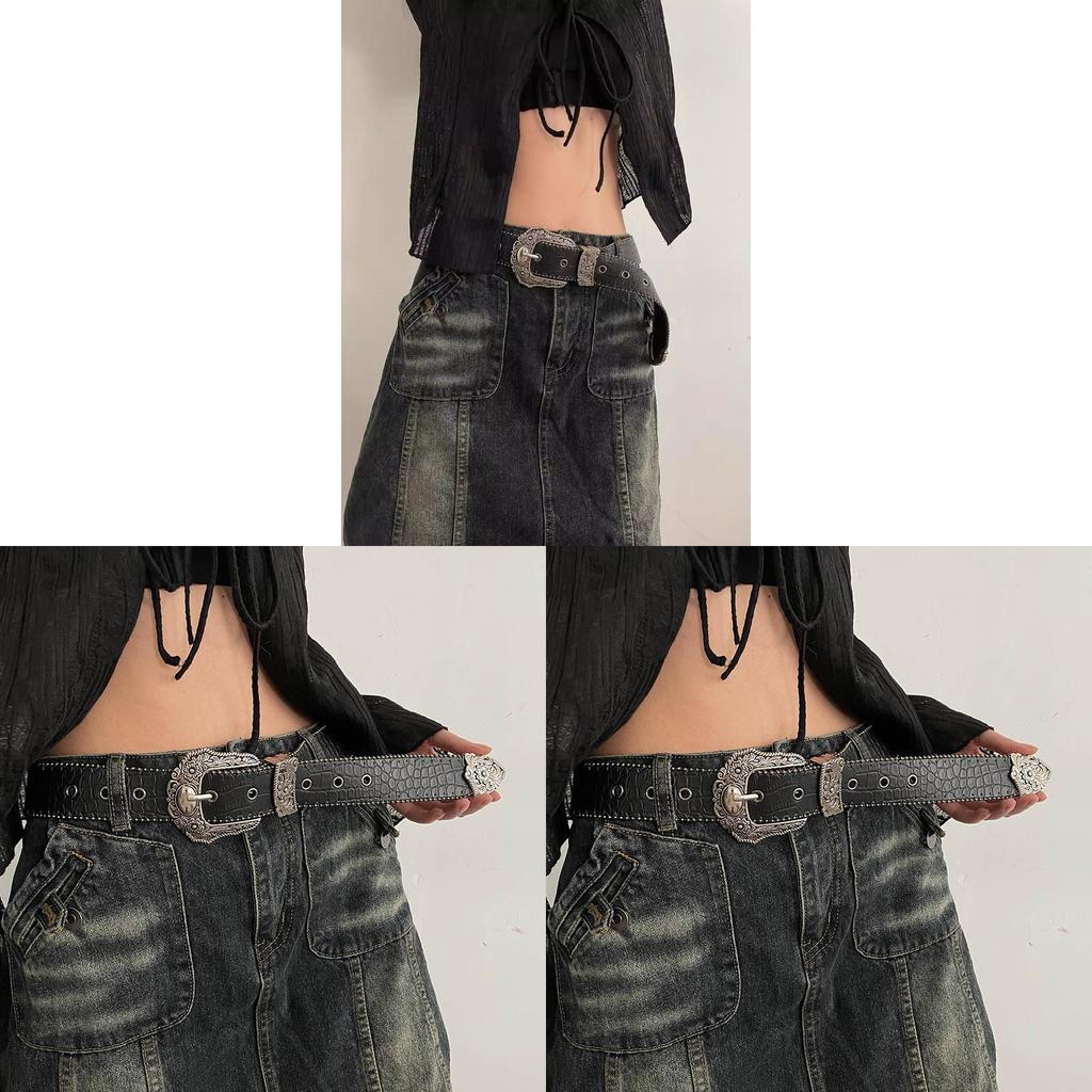 Classic Black Pu Leather Belt For Women With Metal Buckle For Casual And Work Outfits
