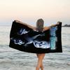 1pc Casper Beach Towel with Custom Name, Beach and Seaside Swimming Pool Equipment, Fashion Pattern, Rectangular, Travel Essential