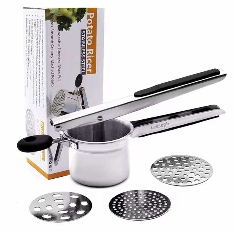 Stainless Steel Potato Ricer with 3 Interchangeable Fineness Discs Silicone Grip Handle kitchen tools by Leeseph