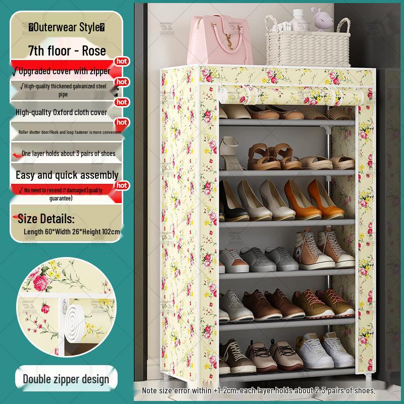 Multi-Layer Indoor Shoe Rack with Curtain