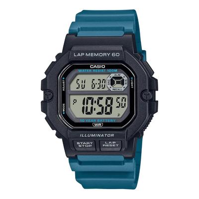 Sports Gear Digital Men's Watch with 60-Lap Memory, WS-1400H-3AV, Overseas Model, Black/Blue-Green [Parallel Import]