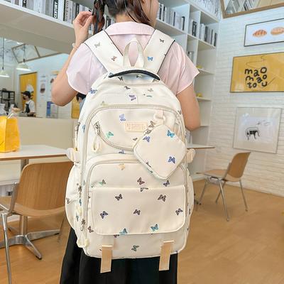 Mochila Estampada com Urso Mochila Escolar para Estudantes Mochila Leve Feminina