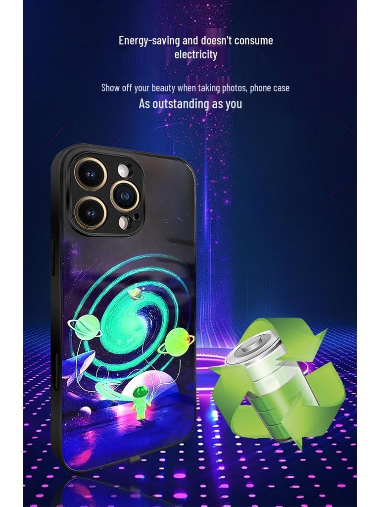 Leuchtende Anti-Rutsch-Handyhülle für iPhone 16 Pro Max & Huawei bei eingehendem Anruf - Soundaktiviert, Verschleißfest, Siebenfarbiger Schutz.