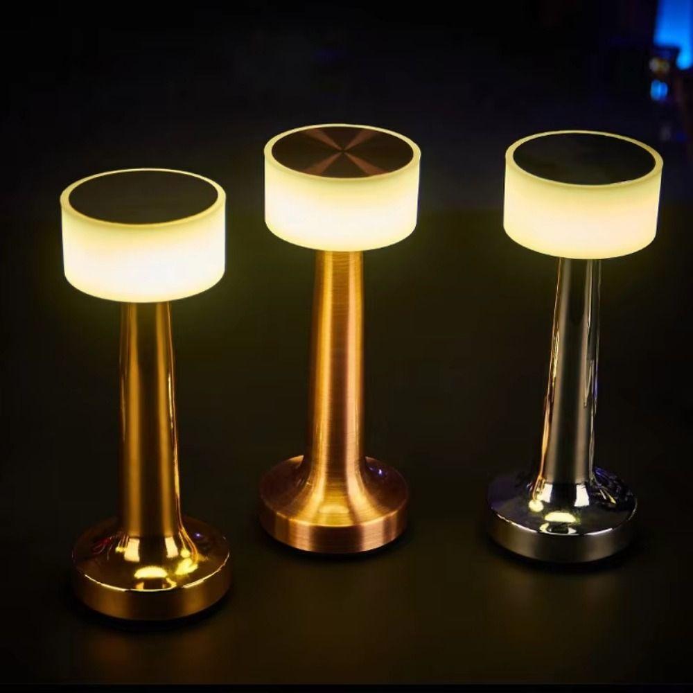 Dimmable Retro Table Lamp Cordless Bedside Ambient Lights Rechargeable Desk Light Hotel Decor