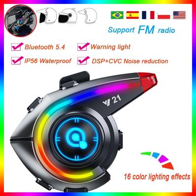 Motorcycle Helmet Bluetooth Headset Waterproof Voice Assistant Hands Free Wireless Headphone Moto Earphone Motorbike Support FM