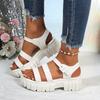Women's Open-Toe Platform Slide Sandals With Buckle Strap, Comfortable Thick-Soled Footwear, Available In Large Sizes.