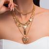 3pcs/set Cross Heart Pendant Necklace Herringbone Snake Chain Choker Accessories