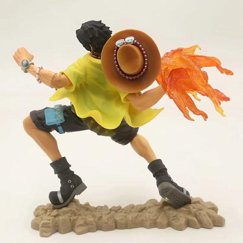 15cm Anime One Piece Luffy Fire Fist Ace Battle Figure Scene Action Figurine Collection Model Dolls Birthday Toys Gifts