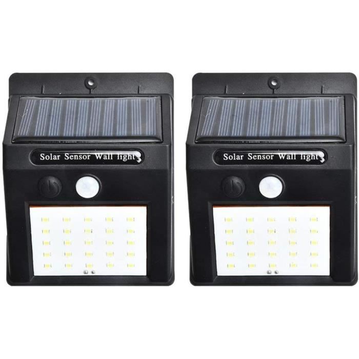 Applique murale extérieure 20 LED solaires avec capteur de mouvement - Noir