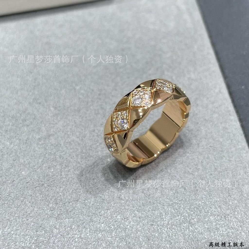 Bague COCO Losange Version Haute CNC Nouveau Classique Version Large Losange Incrusté Main Diamant Carré Bague Polyvalente