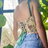 Floral Bustier Crop Top Corset With Straps Womens Camisole for Tank Tops Backless Bustier Lace Up Print Camisole Tops