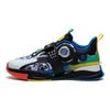 Li Ning Kids Lightweight Pattern Shock Absorption Support Casual Shoes Kids Sneakers Black White Green YKCT002-3
