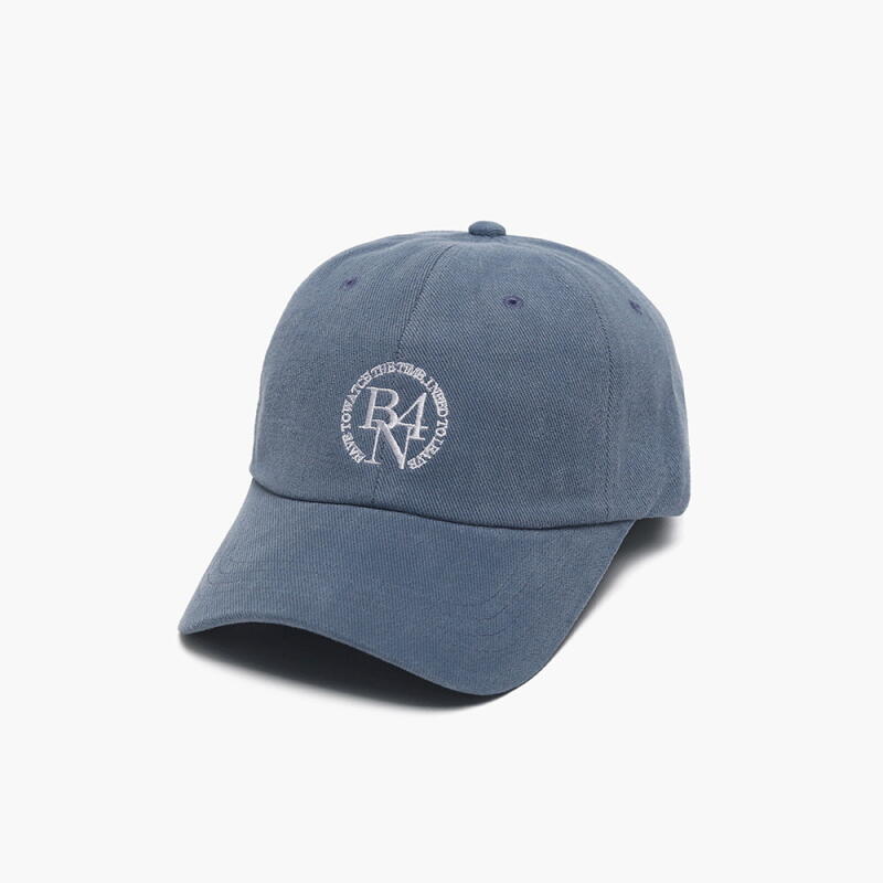Embroidered ball cap, pigment-washed cotton denim hat, mustard color ivory