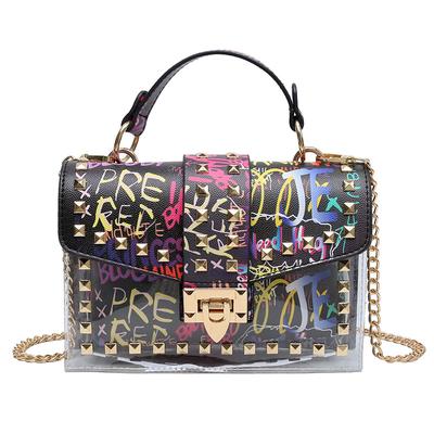 New Graffiti Transparent Jelly Bag Fashion Graffiti Ins Chain Single Shoulder Crossbody Bag