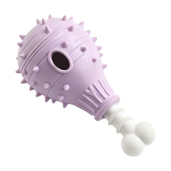 Safe Chewing Toys for Small Medium Large Dogs Dog Treat Dispenser Toy, Spiky Chicken Leg Chew Rubber Interactive Puppy Teething Puzzle Feeder