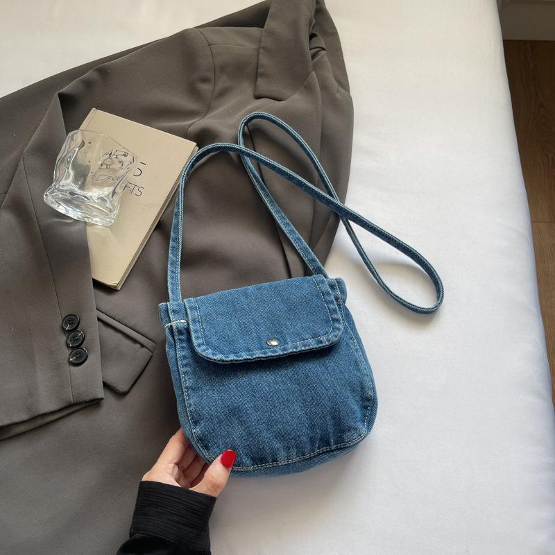 

Casual Y2K Denim Canvas Bag Large Capacity Street Style Vintage Handbag Solid Color Shopping Bag Solid Crossbody Bag Outdoor