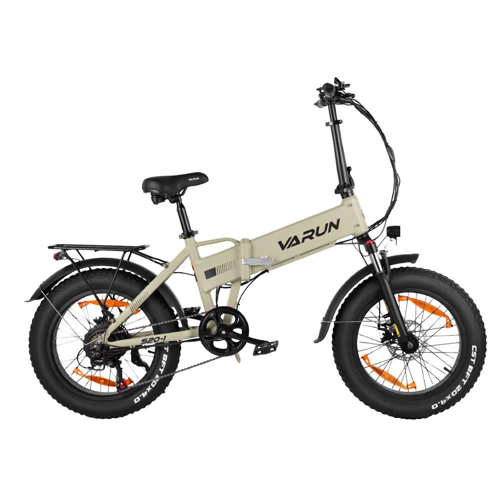 VARUN S20-1: 500W frisst Hügel. 48V13Ah hält eine Woche. 20×4" dicke Reifen haben guten Grip. Federung sorgt für sanfte Fahrt