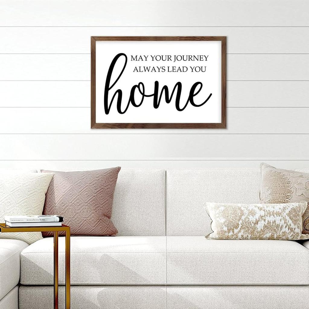 May Your Journey Always Lead You Home-1 Sign Wood Framed Sign Wall Art Plaque Sign for Home Wall Decor 16 x 20 Inch