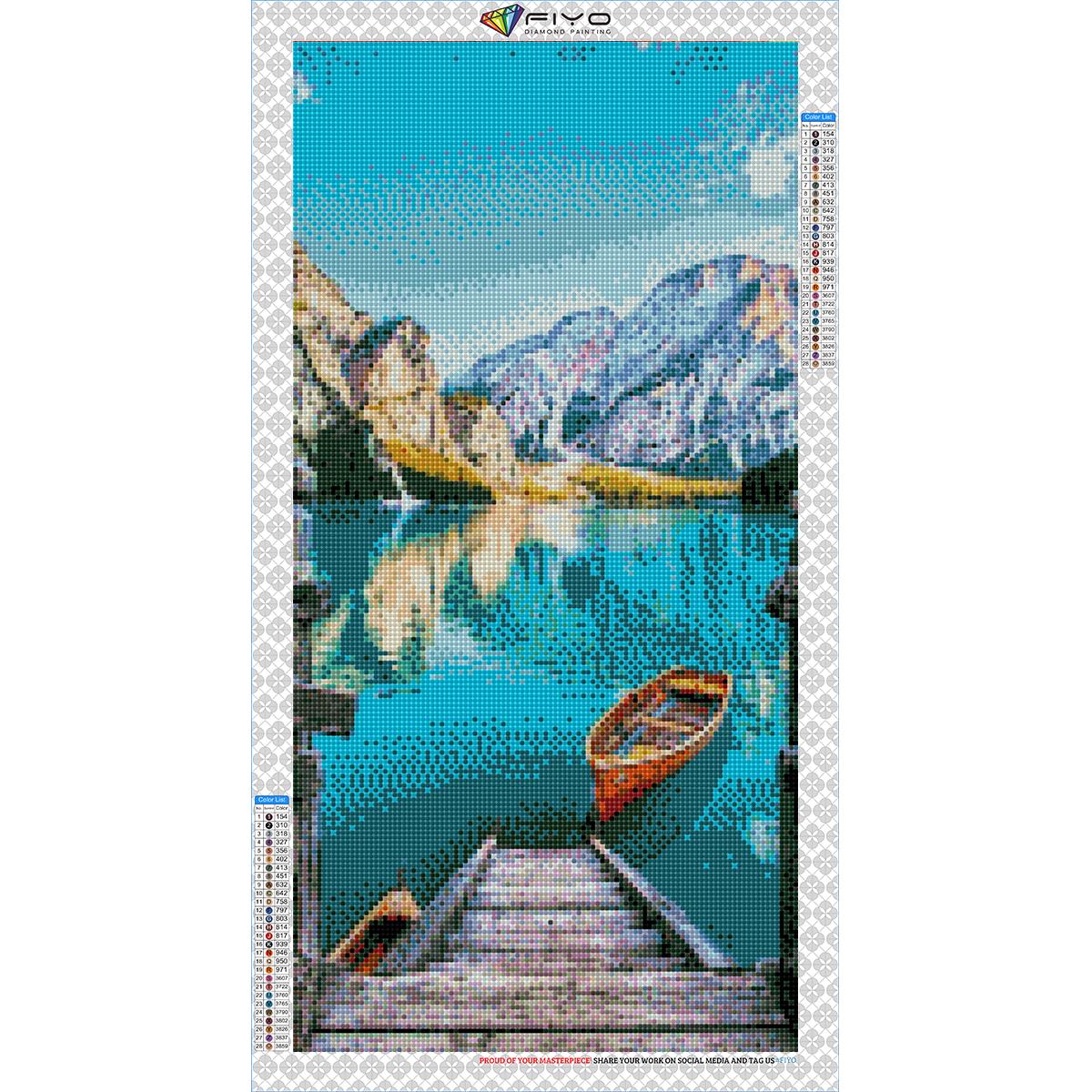 

5D DIY Рамка Алмазная картина Пейзаж Вышивка Горная мозаика Озеро Живопись Искусство Стежка Крест Домашний декор Full Round 20x40CM