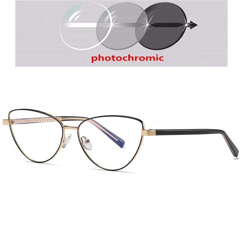 0 -0.5 -0.75 To -6.0 Blue Light Blocking Cat Eye Nearsighted Glasses For Women Metal Shortsighted Prescription Glasses Women