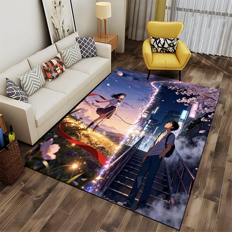 Anime Sky and City Pattern Carpet suitable as a non-slip mat for the living room or bedroom sofa