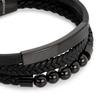 Bracelet Leather 23cm Black Bangle Arm Jewelry Chain Braided Wrap [SERASAR] Men's