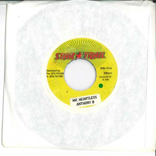 

7inch Record ANTHONY B - Mr Heartless NONE STAR TRAIL Jamaica Reggae, Ska & Dub Used
