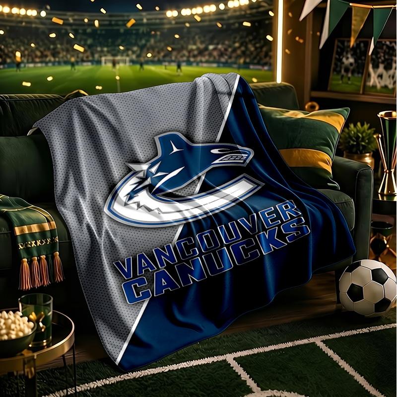 Hockey Team Vancouver-Canucks Throws Blanket Flannel Blankets Plush for Couch Bed Gifts for Men Women Travel picnic blanket Christmas fan gifts