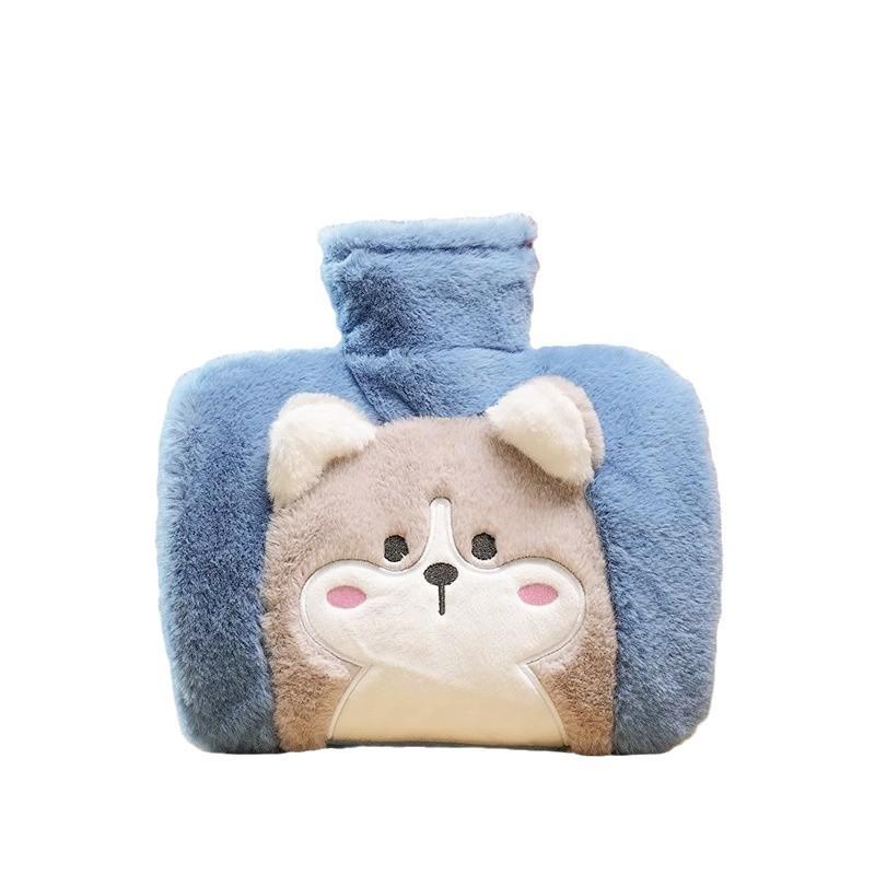 Plush Rabbit Fur Water-Filled Hand Warmer Bag - Thickened PVC Cartoon Design