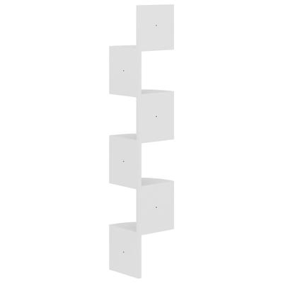Wall Mounted Corner Shelf White 19 X 19 X 123 Cm Engineered Wood