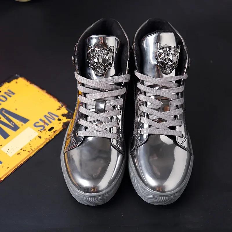 Pantofi de stradă bărbați high-top 2025 Pantofi casual pentru bărbați la modă cu efect de oglindă Pantofi de skateboard pentru bărbați Adidași casual Zapatos Para Hombre