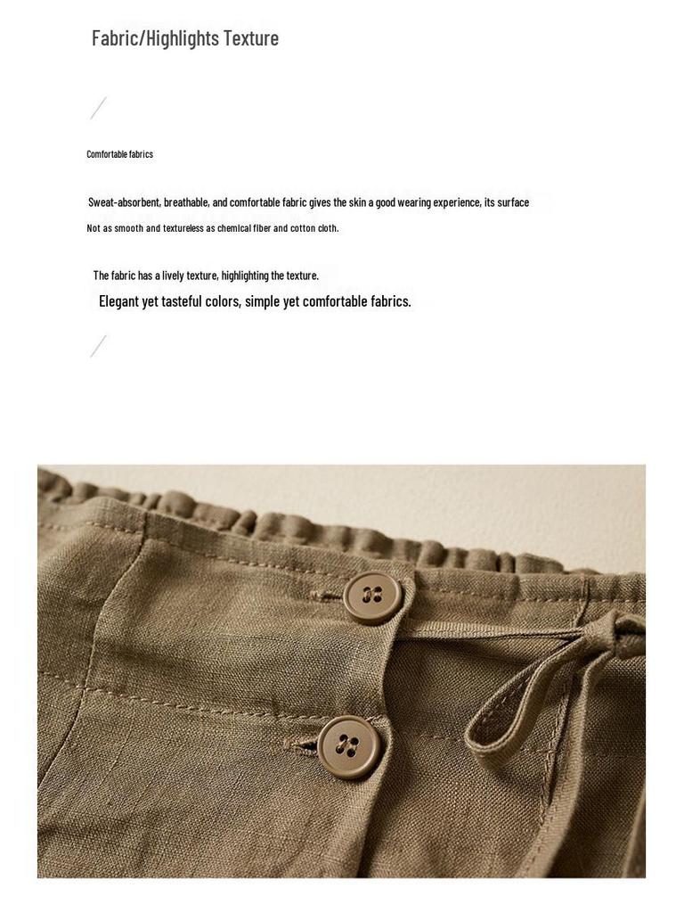 Women's 2024 Summer Multi-Color Cotton Linen Elastic Back Wide-Leg Loose Casual Plus-Size Shorts