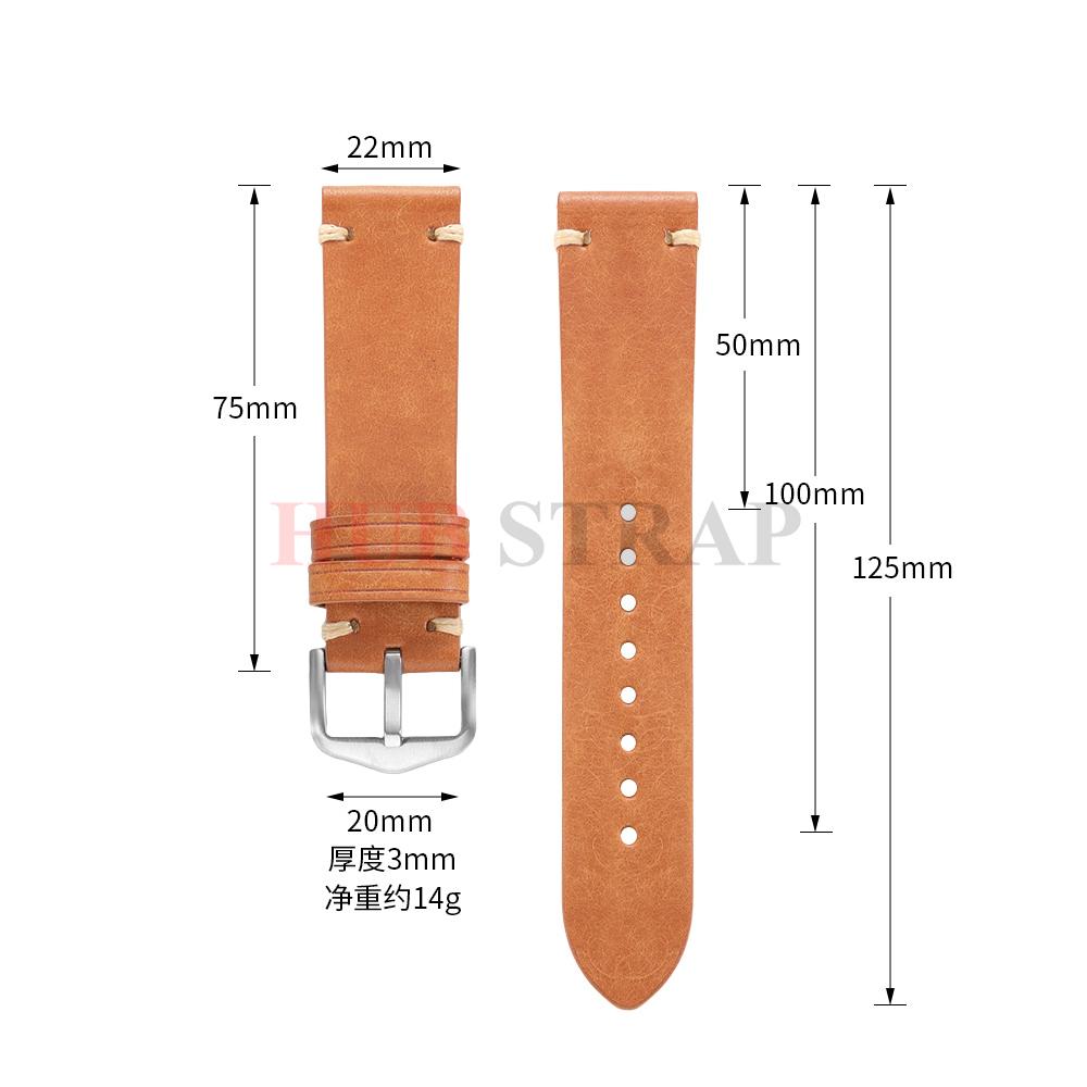 Handmade Genuine Leather Watchband Retro Brown Black 18/19/20/21/22mmSoft Men Women Vintage Bracelet First Layer Cowhide Bracele